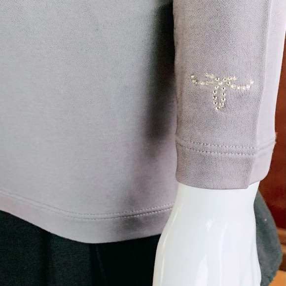 Silk & Cashmere Smokey Gray Woman Top Silk & Viscose blend long sleeves Size L - Picture 5 of 16